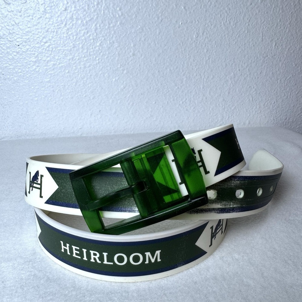 C4 Equestrian Belt Heirloom Green White Translucent Buckle Horse Jumping READ